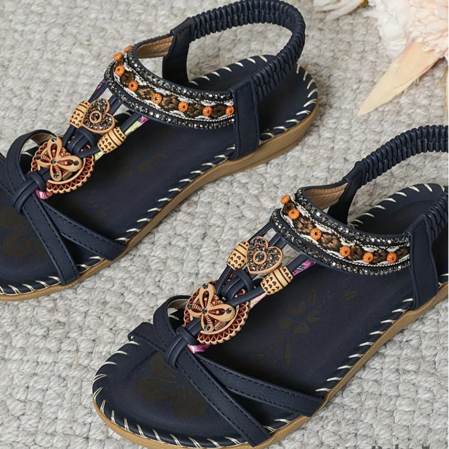 MODEGEIST Damen Sandalen Boho-Style Gepolstert Sommer Strand