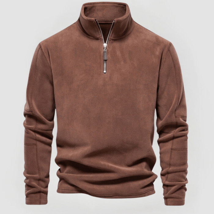 NORBERT: Fleece-Pullover mit 1/4-Reißverschluss