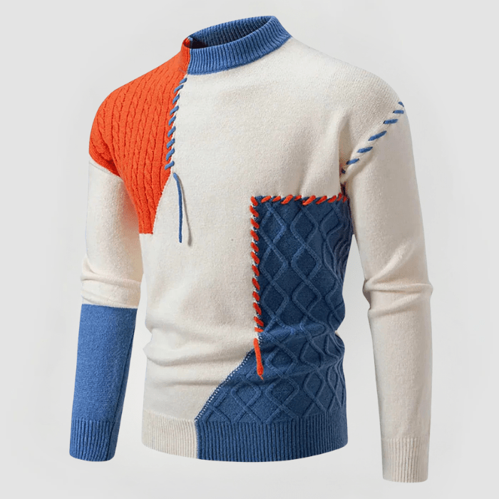 JULIAN Pullover: Patchwork Design, Close-Fitting