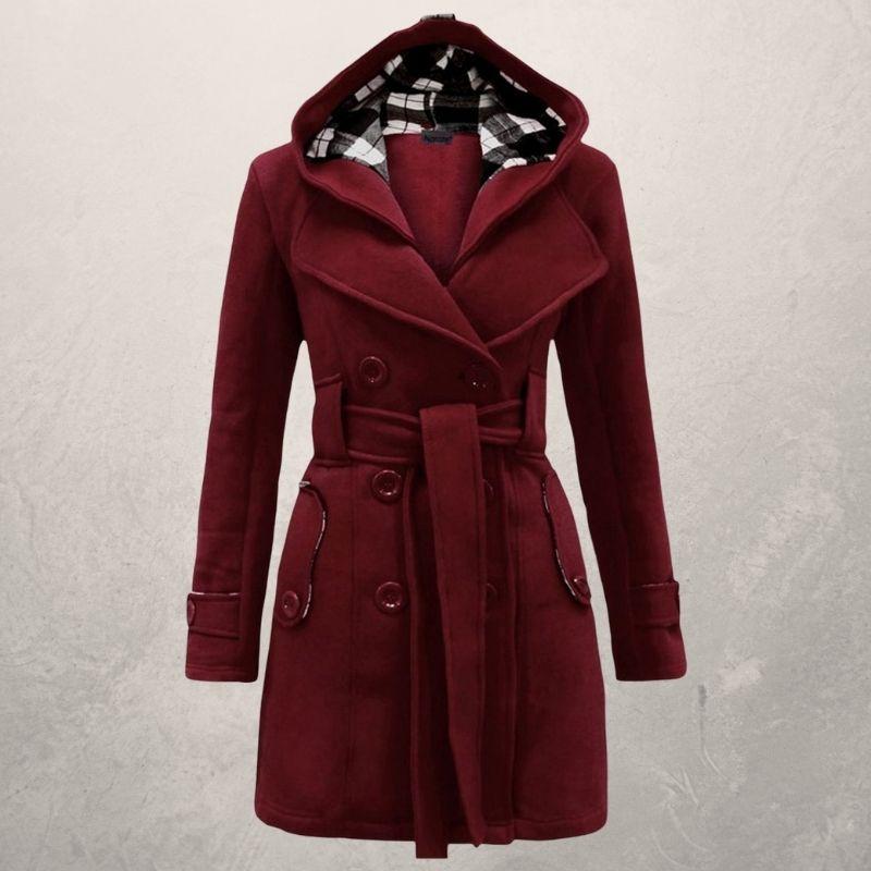 ModeGeist | Trenchcoat - Zweireihig - Kapuze - Gürtelschnalle In Der Taille - Klassischer Schnitt