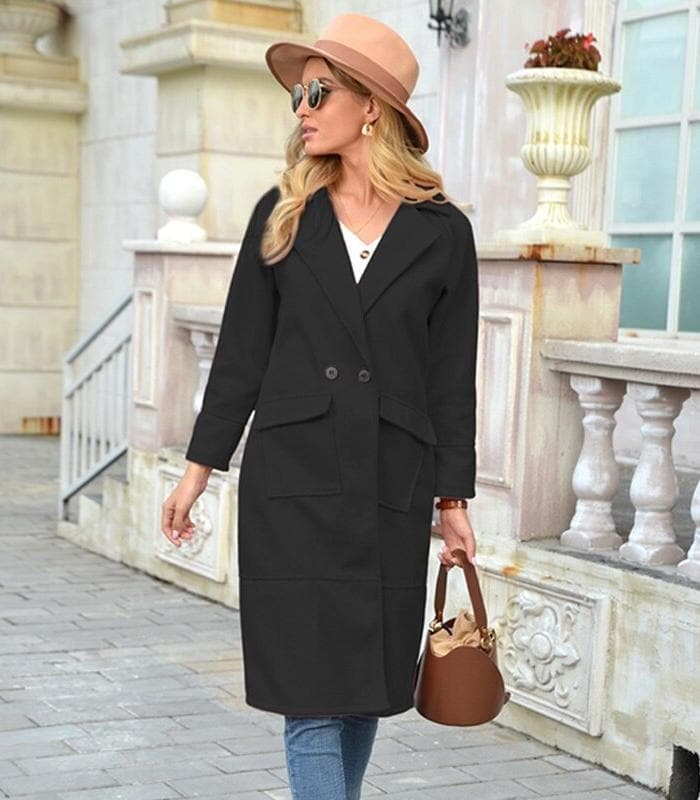 ModeGeist | Lange Wollmantel mit Taschen Wollmischung Elegant und Zeitlos