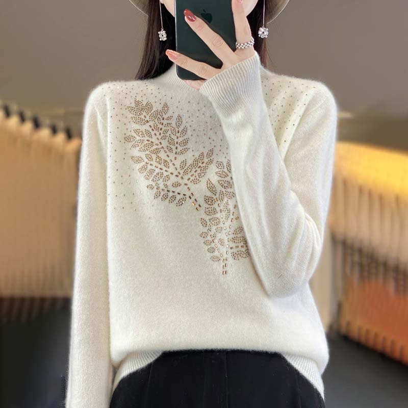 ModeGeist | Strickpullover Mit Zartem Blättermuster