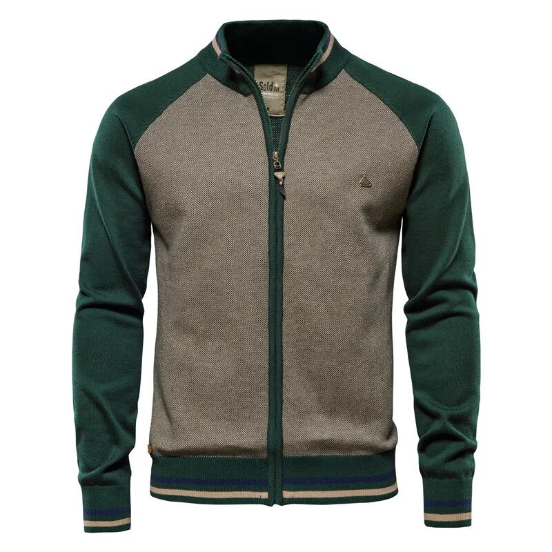 Herrenjacke mit Reißverschluss und Rundhals