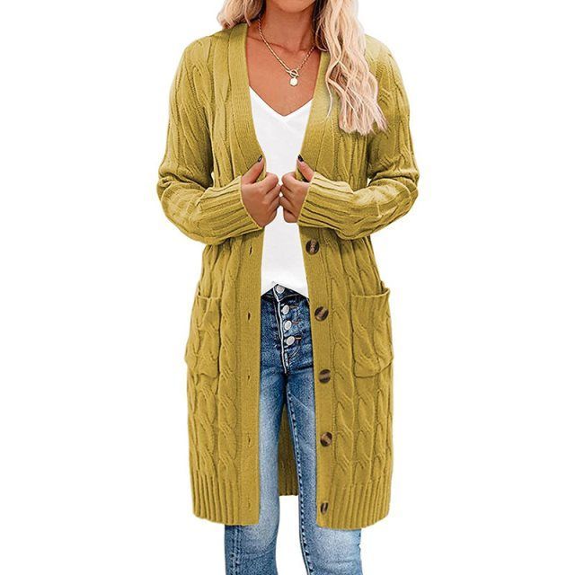 ModeGeist | Langes Wickel-Cardigan, gedreht, gestrickt und stilvoll