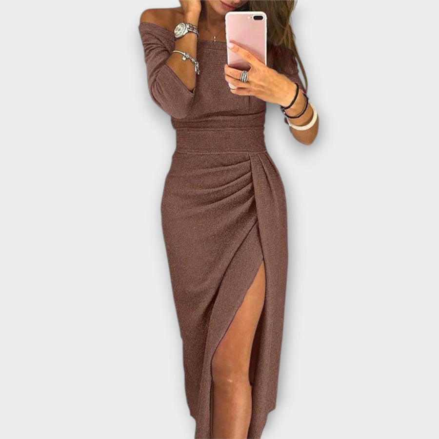 HATICE: Midi-Kleid mit seitlichem Schlitz