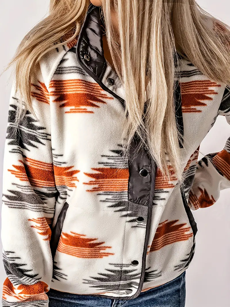 ModeGeist | Aztekmuster Jacke mit Knopfverschluss