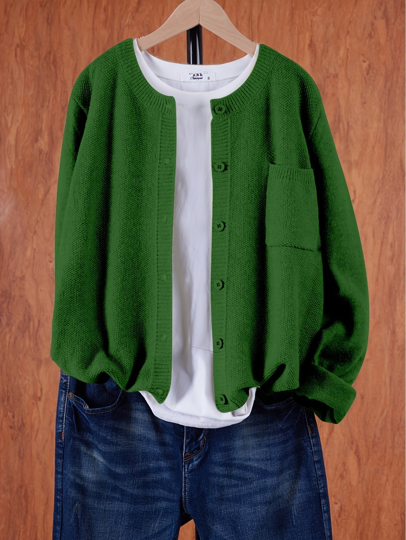 Damen Strickjacke mit aufgesetzter Tasche