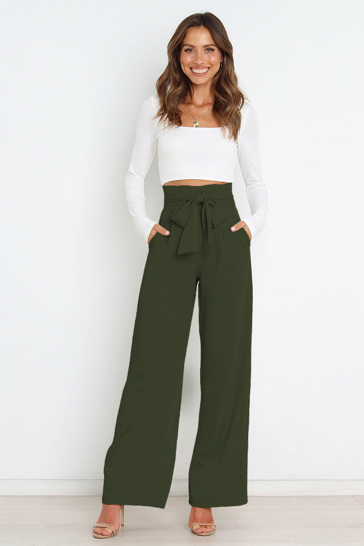 ModeGeist | Hohe Taille Paperbag Hose mit Schleifendetail