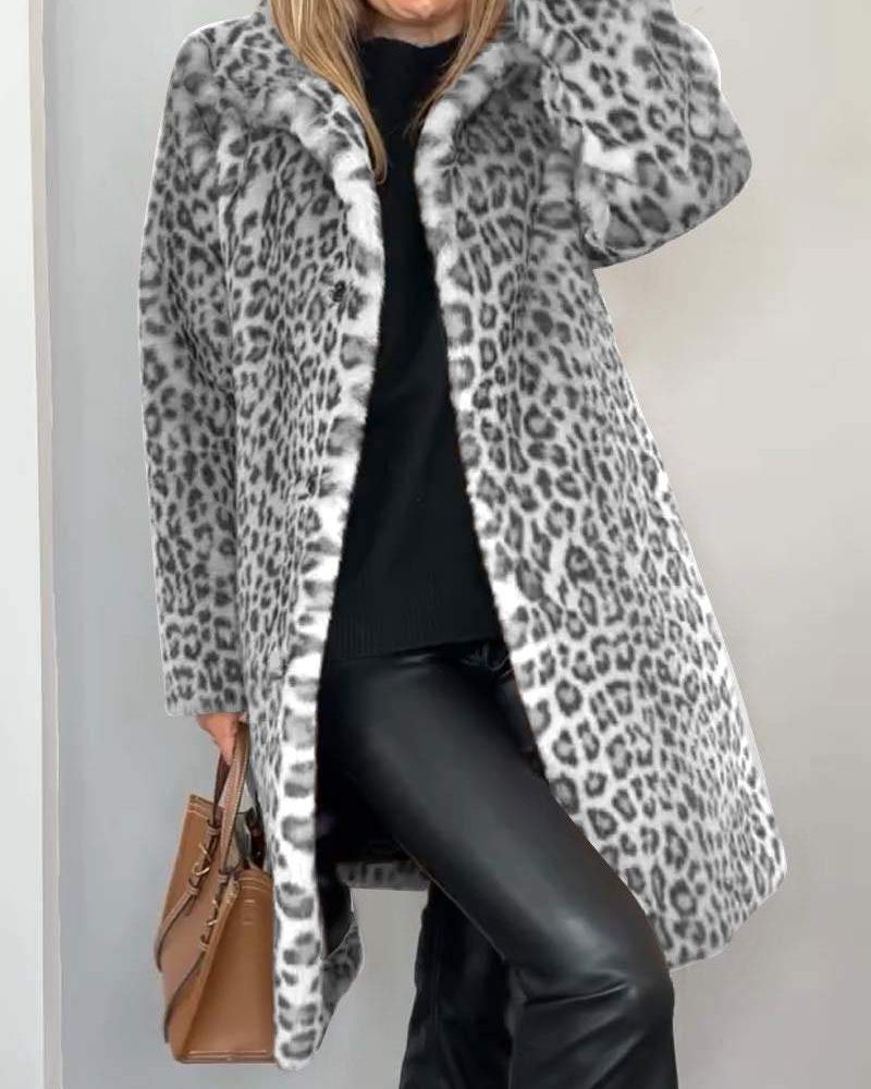 ModeGeist | Leoparden Lange Weiche Jacke