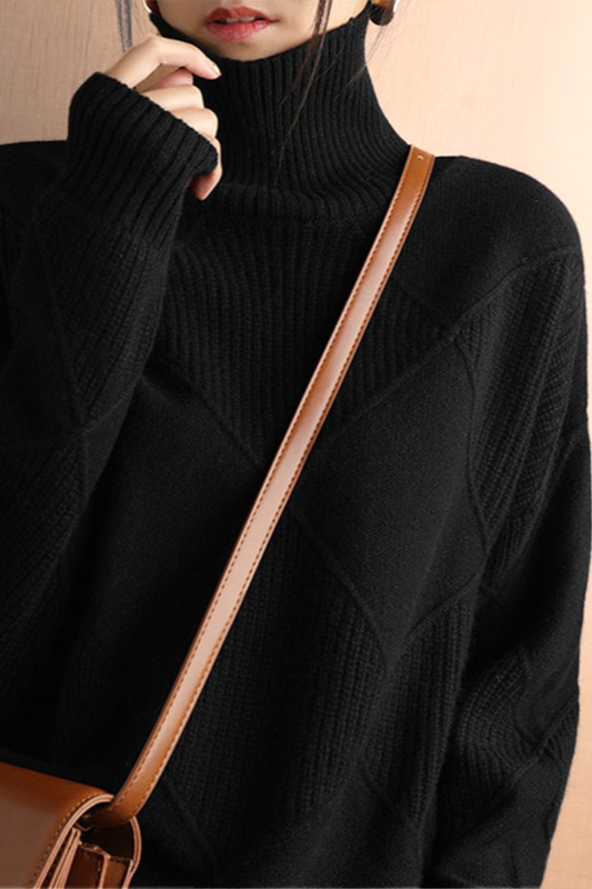ModeGeist | Pullover - Damen Diamant Strick Rollkragenpullover