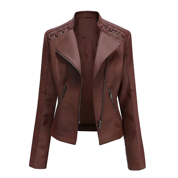 ModeGeist | Pudriges Lederjacke mit Reißverschluss