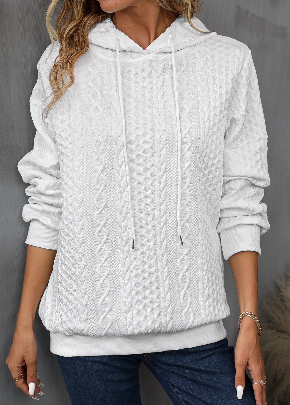 Frauen Kapuzenpullover mit Kordelzug und langen Ärmeln von Fudus