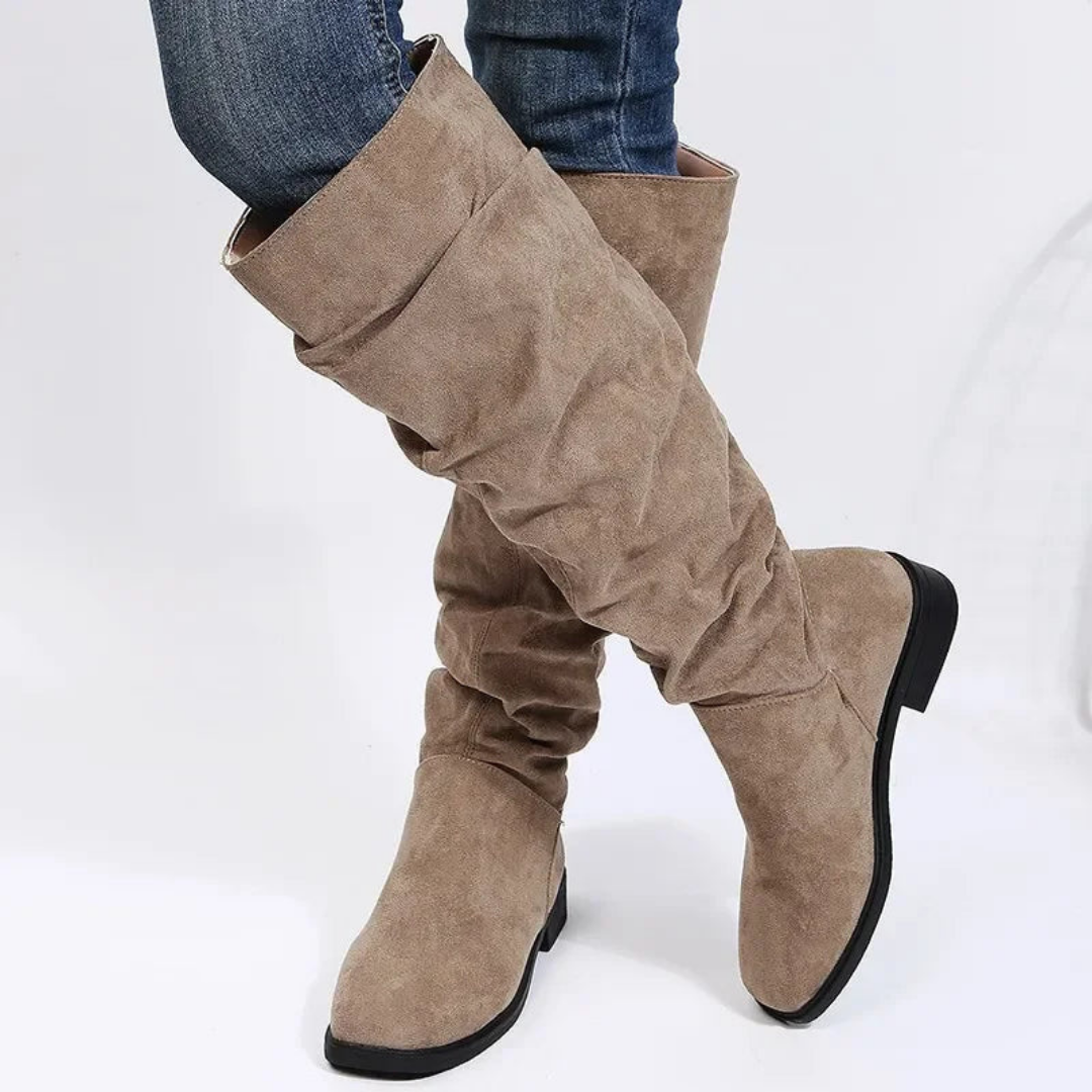 ModeGeist | Bequeme Kniehohe Stiefel Dicker Absatz