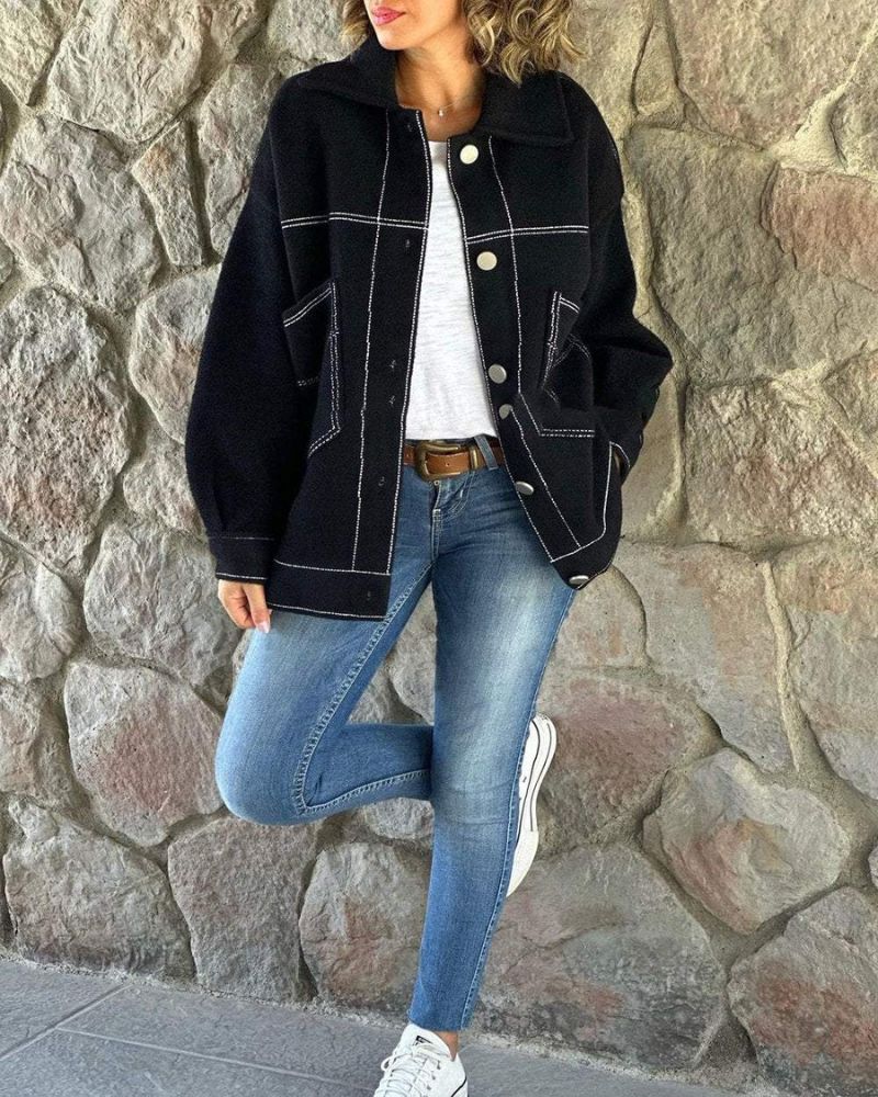 ModeGeist | Stilvolle Jacke mit Kontrastierenden Revers