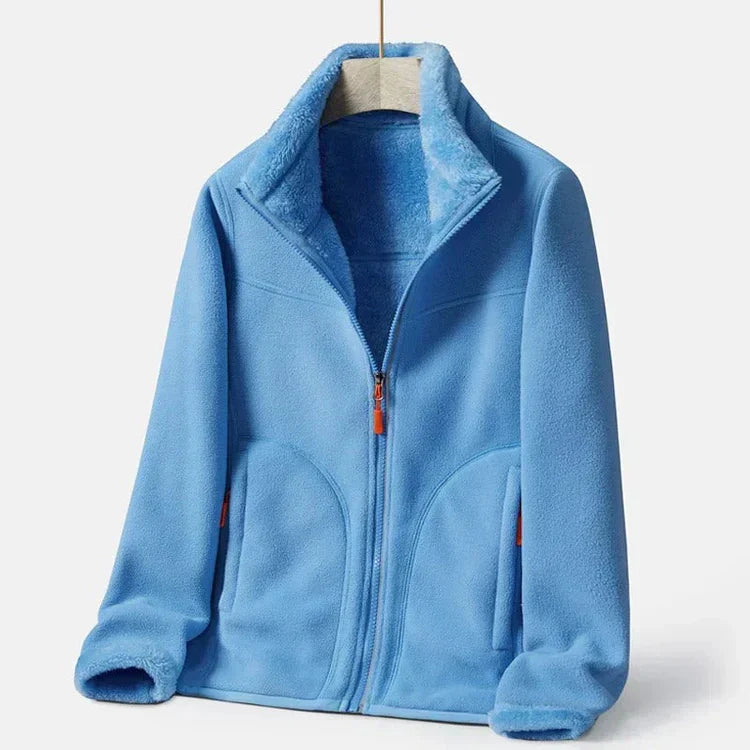 ModeGeist | Warme Fleecejacke mit Doppelter Knopfleiste für Damen
