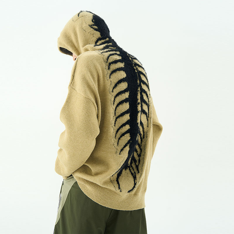 Fudus Gestrickter Kapuzenpullover mit Hundertfüßer-Motiv