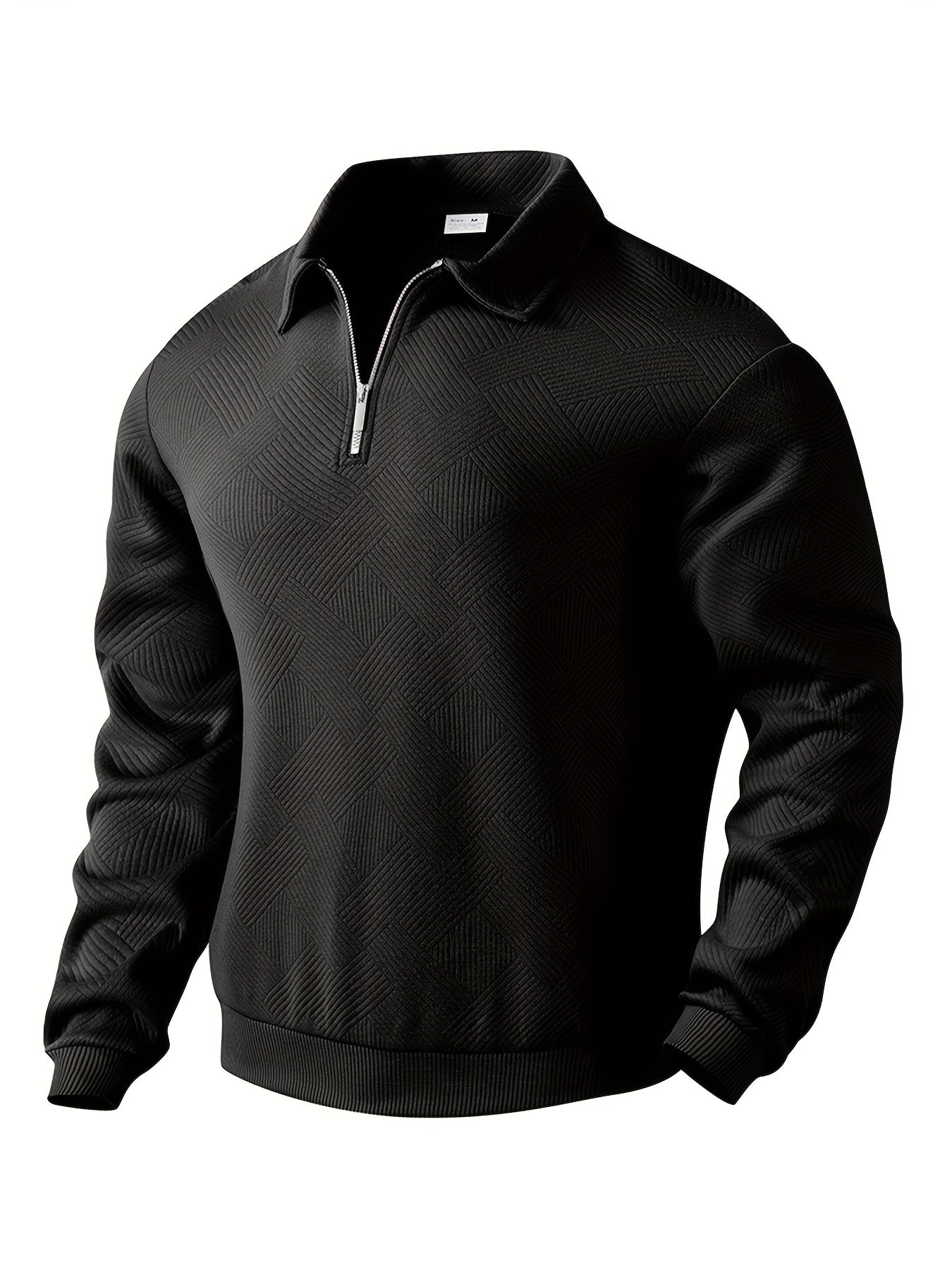 Wollmix-Pullover Pierre™: Geometrischer Strick mit Reißverschluss