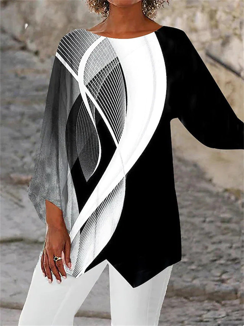 Langarmshirt mit Rundhalsausschnitt und geometrischem Muster von Fudus