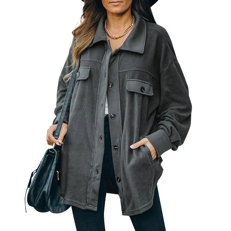 ModeGeist | Fleece-Jacke mit Knöpfen