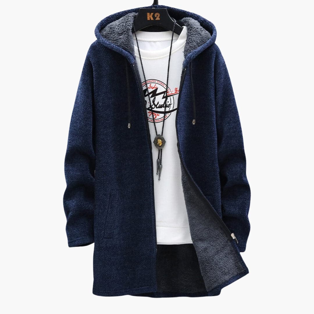 ModeGeist | Lange Kapuzenjacke Weiches Fleecefutter Bequemer Stil