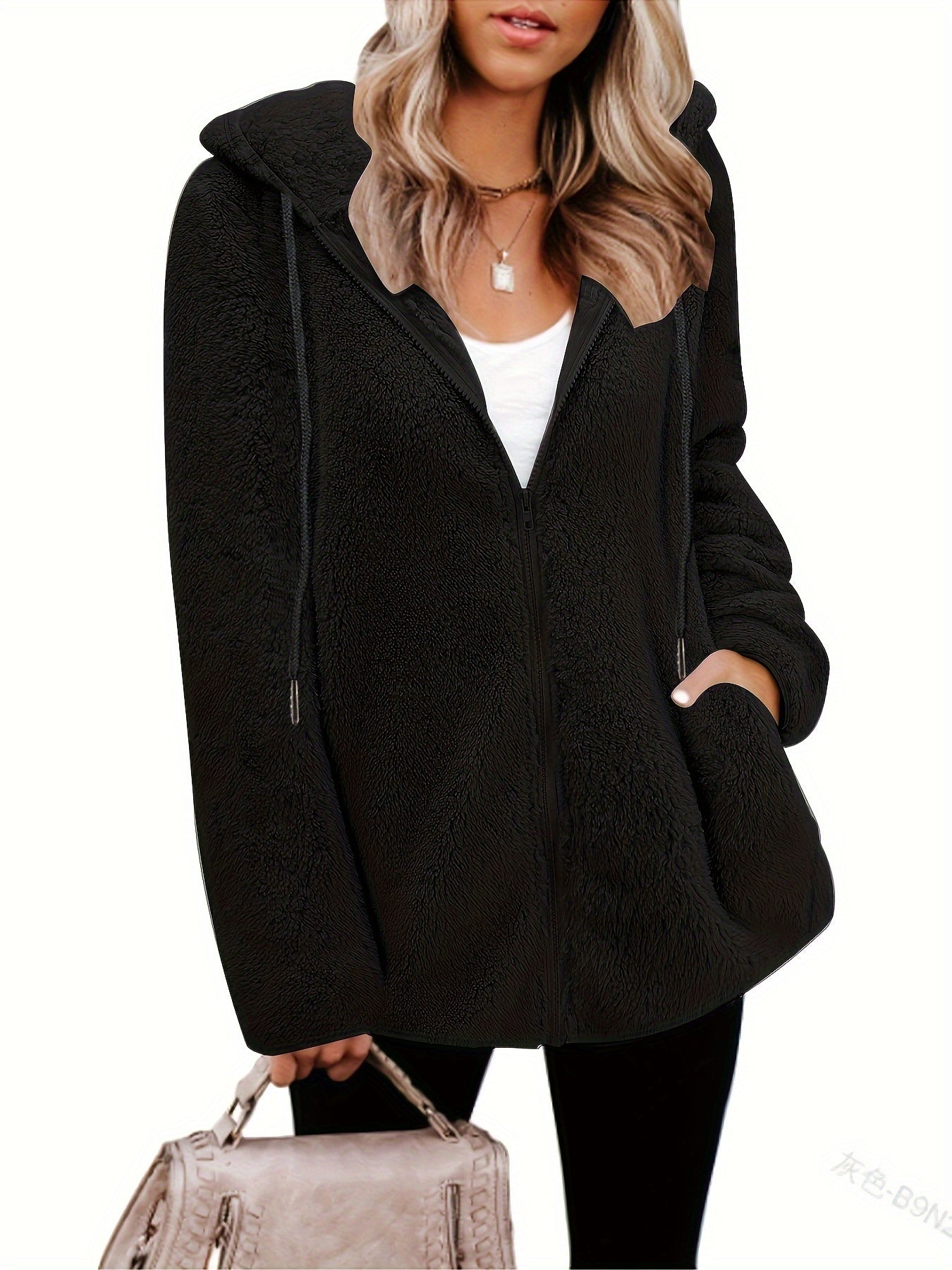 ModeGeist | Leichtgewicht Teddyjacke mit Kapuze Polyester Warm und Bequem