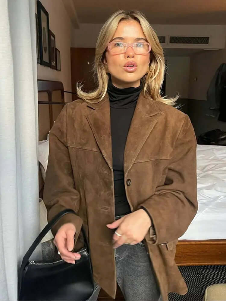 ModeGeist | Wildlederjacke Klassische Braune Jacke