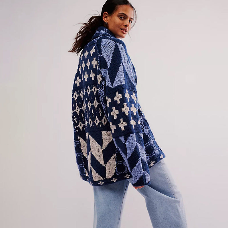 ModeGeist | Weiche Jacke mit Modernen Geometrischen Mustern