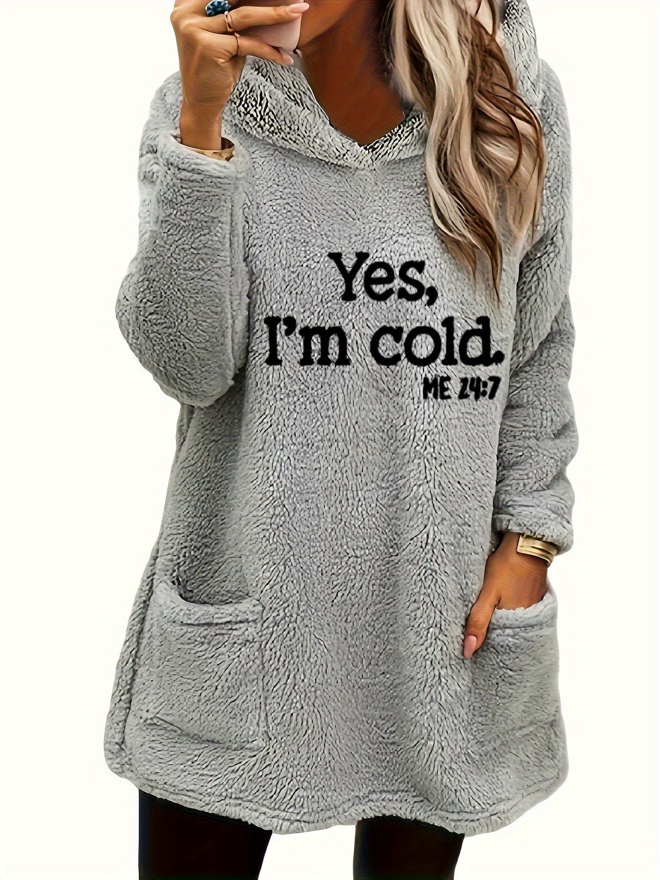 ModeGeist | Langer Hoodie mit Print Fleece Wärme und Komfort