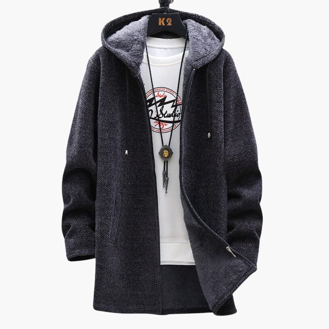 ModeGeist | Lange Kapuzenjacke Weiches Fleecefutter Bequemer Stil