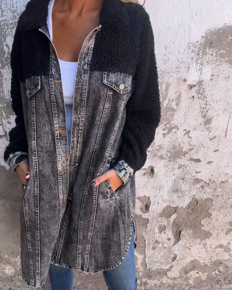 ModeGeist | Revers Einreihige Jeansjacke
