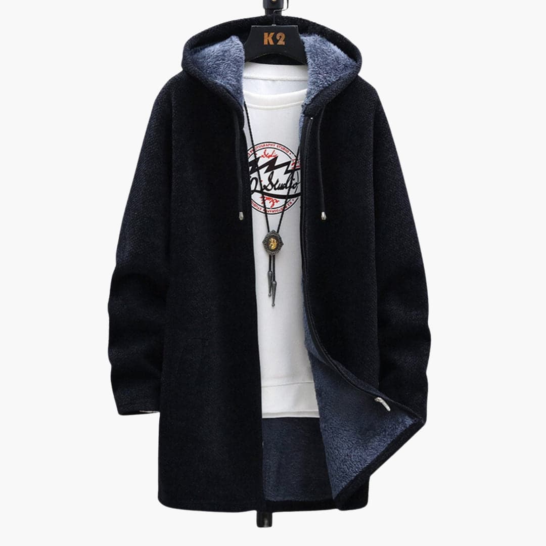 ModeGeist | Lange Kapuzenjacke Weiches Fleecefutter Bequemer Stil