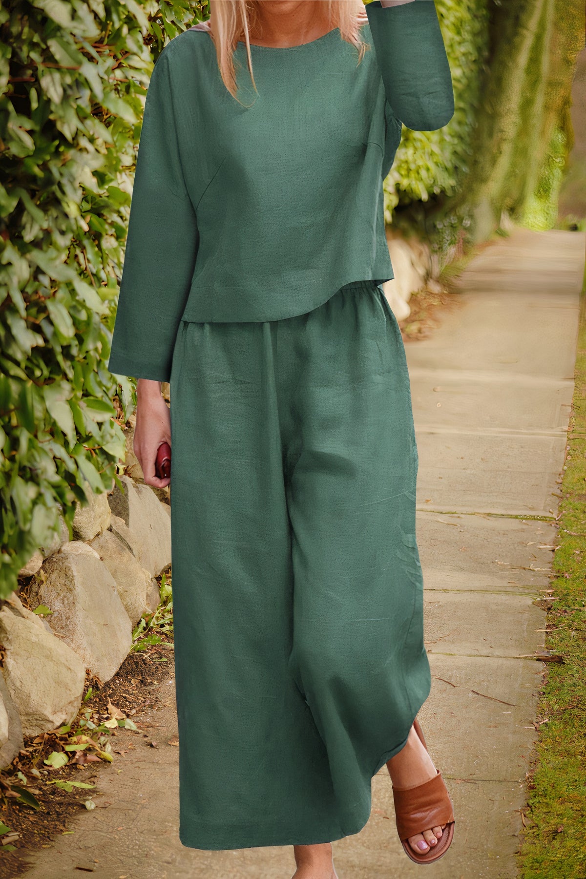 Leinen-Set Caelie: Luftige Bluse und Hose
