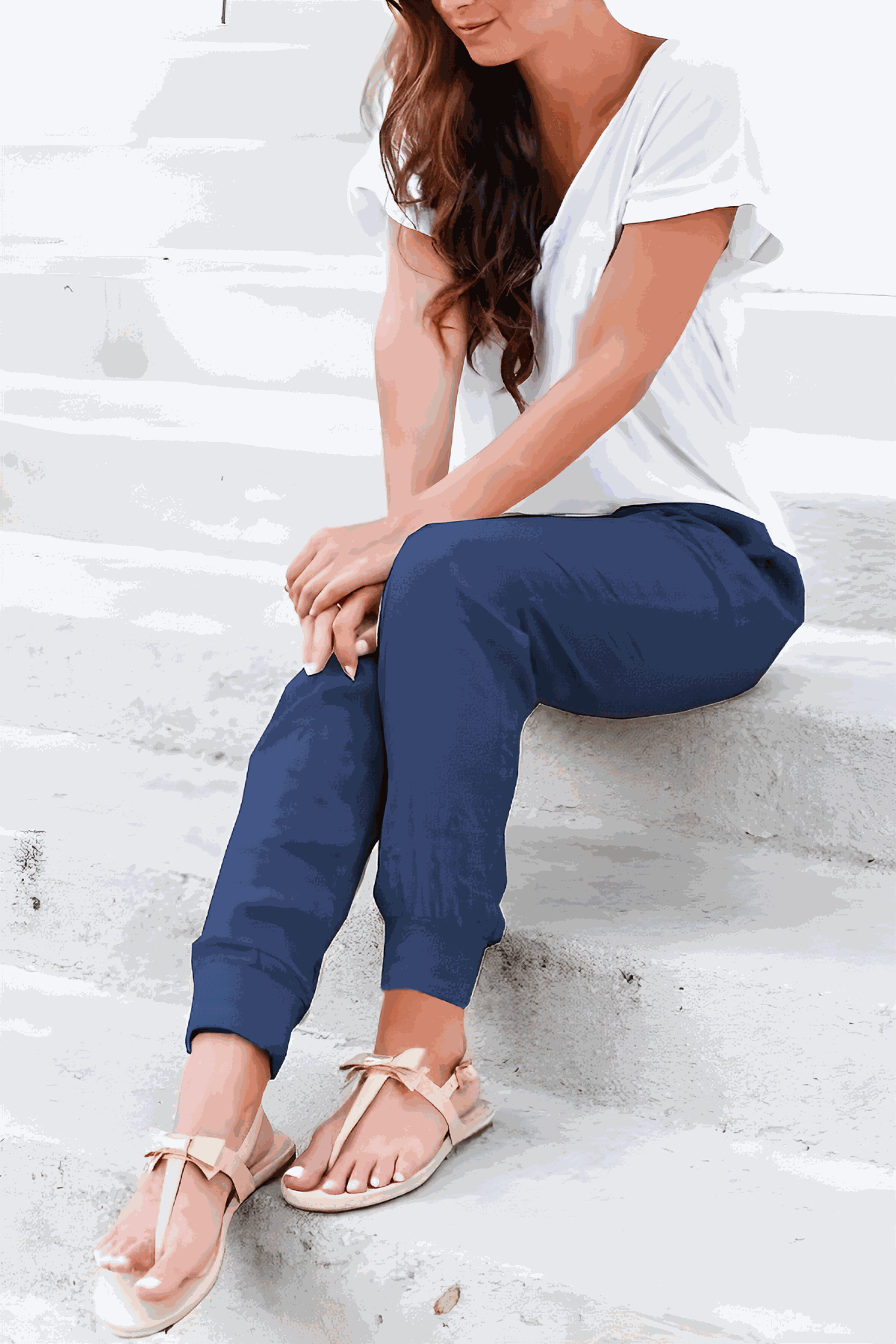 MODEGEIST Damen Jogginghose Kordelzug Elastische Bündchen Beige