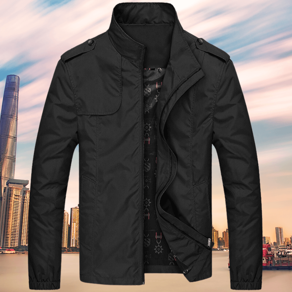 ModeGeist | Herren Herbst Freizeit Oxford Jacke mit Kragen