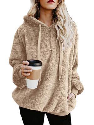 Damen Fleece-Sweatshirt mit Kapuze von Fudus