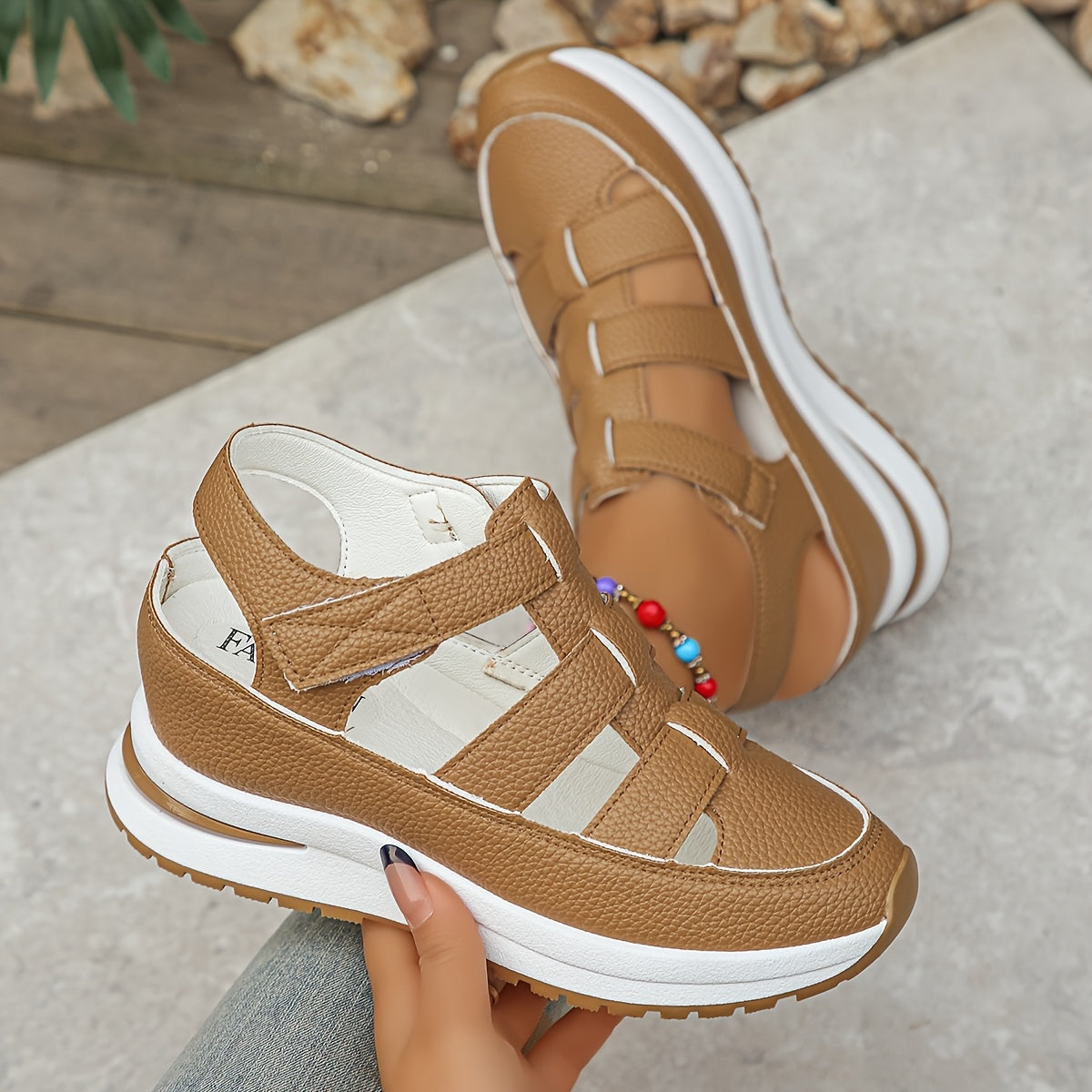 MODEGEIST Damen Platform-Sandalen Verstellbar Gepolstert