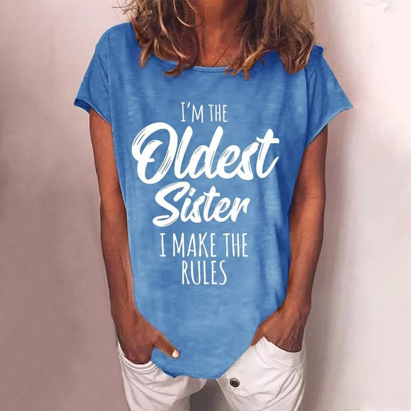 Cosima Rundhals-T-Shirt mit Buchstabenprint