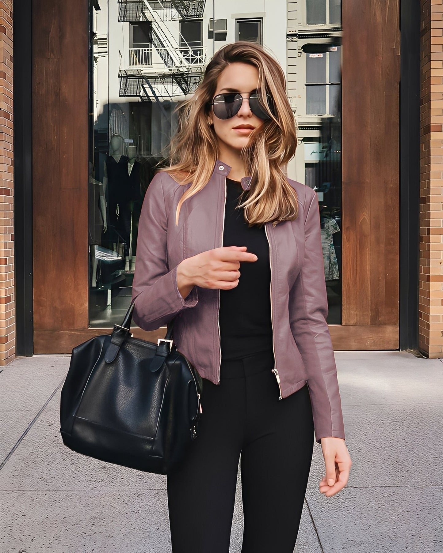 ModeGeist | Stylische, Slim-Fit Lederjacke für Damen