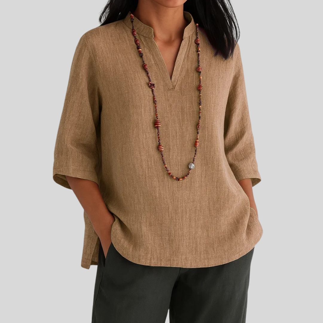 MODEGEIST Damen Bluse Relaxed Fit Hellgrün Leicht