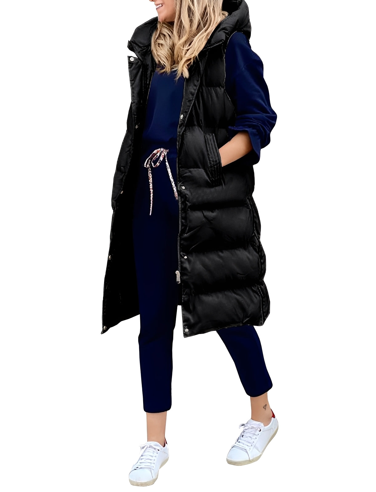 ModeGeist | Stylischer, Ärmelloser, Langer Weste-Mantel für Damen