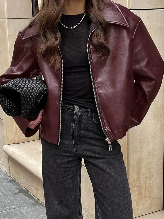 ModeGeist | Vintage Rote Jacke mit Reißverschluss