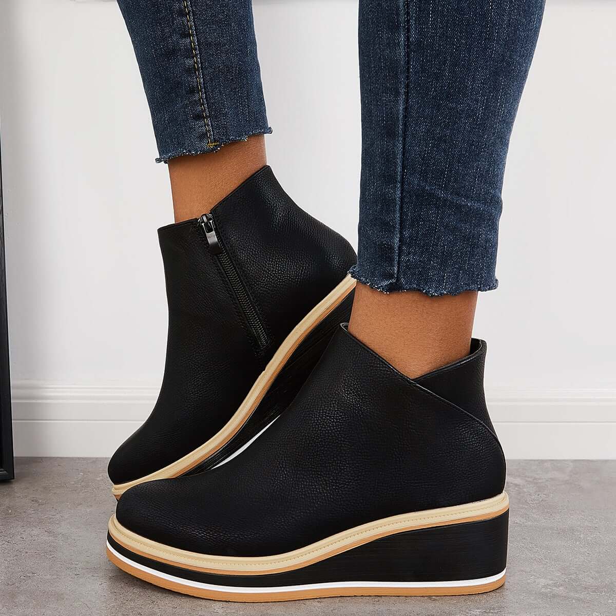 ModeGeist | Stiefeletten mit Reißverschluss und Plateau
