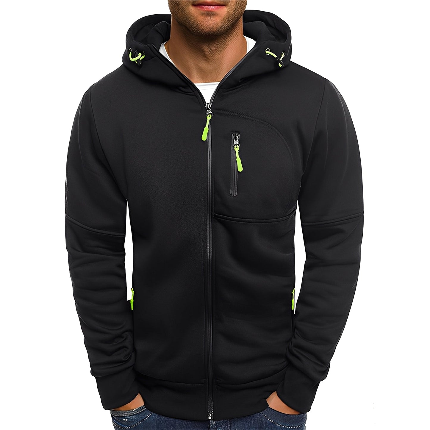 ModeGeist | Moderne Fleecejacke mit Kapuze für Herren