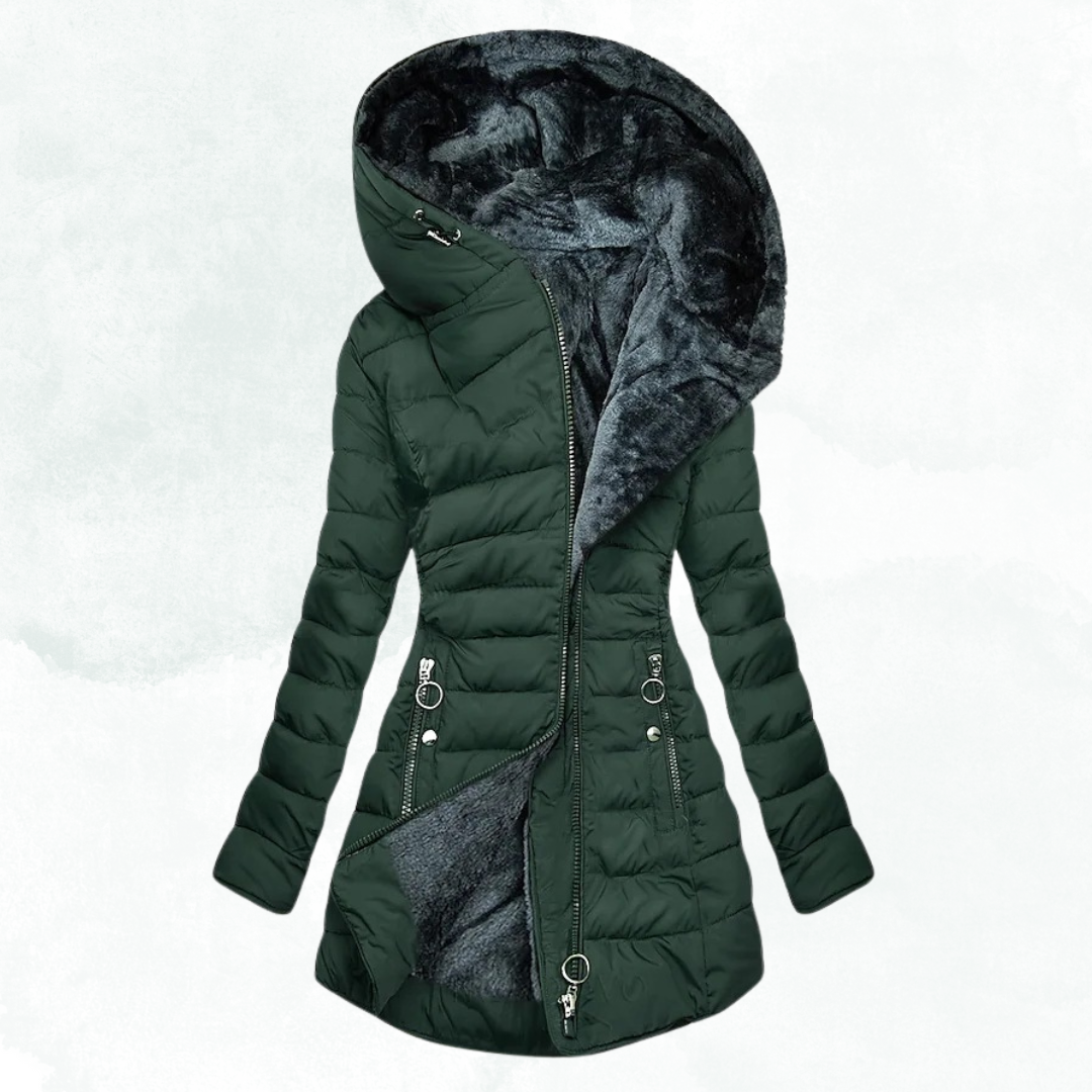 MODEGEIST Damen Wintermantel Kunstfell-Futter Elegant Warm