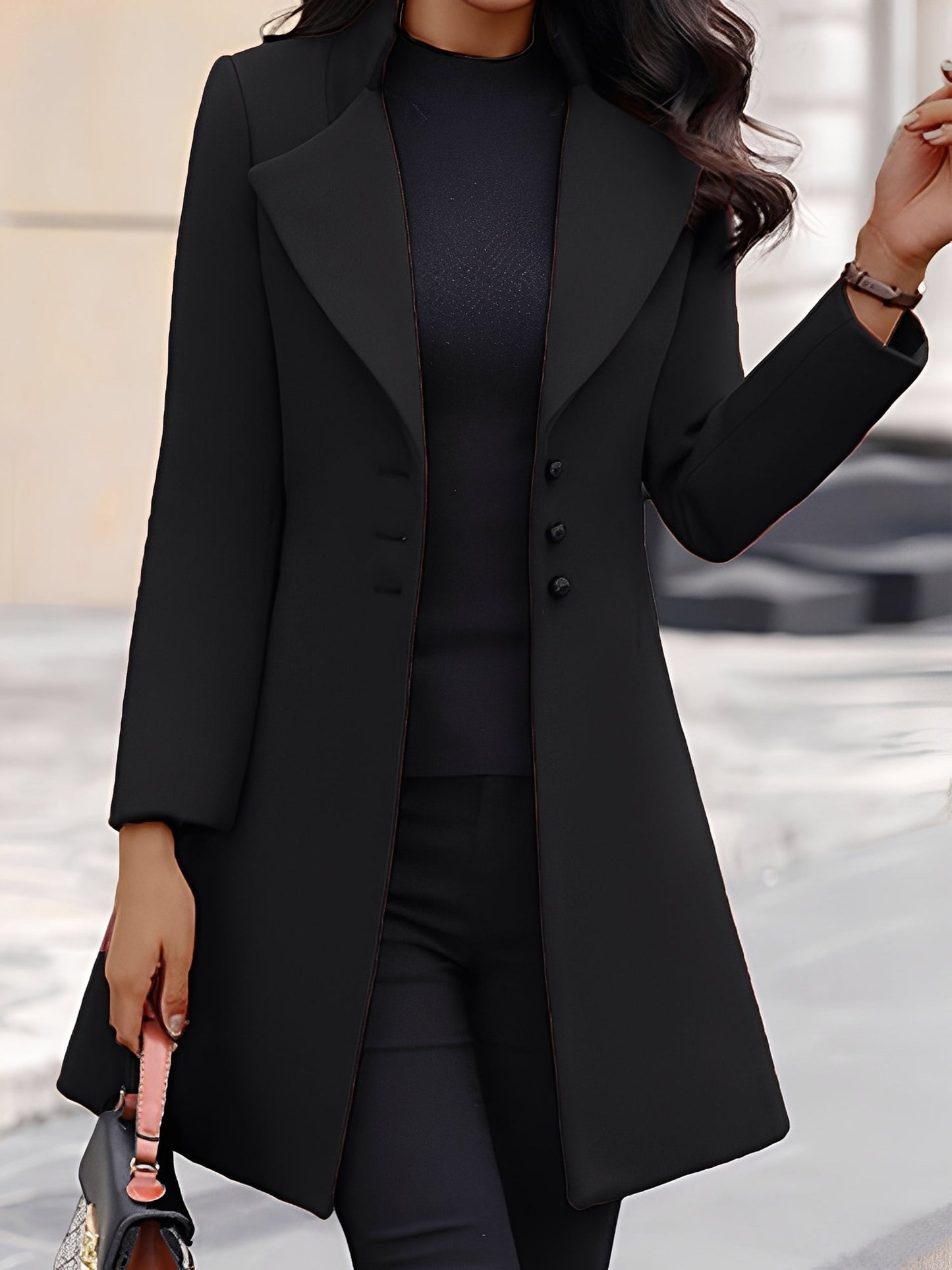 ModeGeist | Eleganter, formeller langer Wollmantel für Frauen