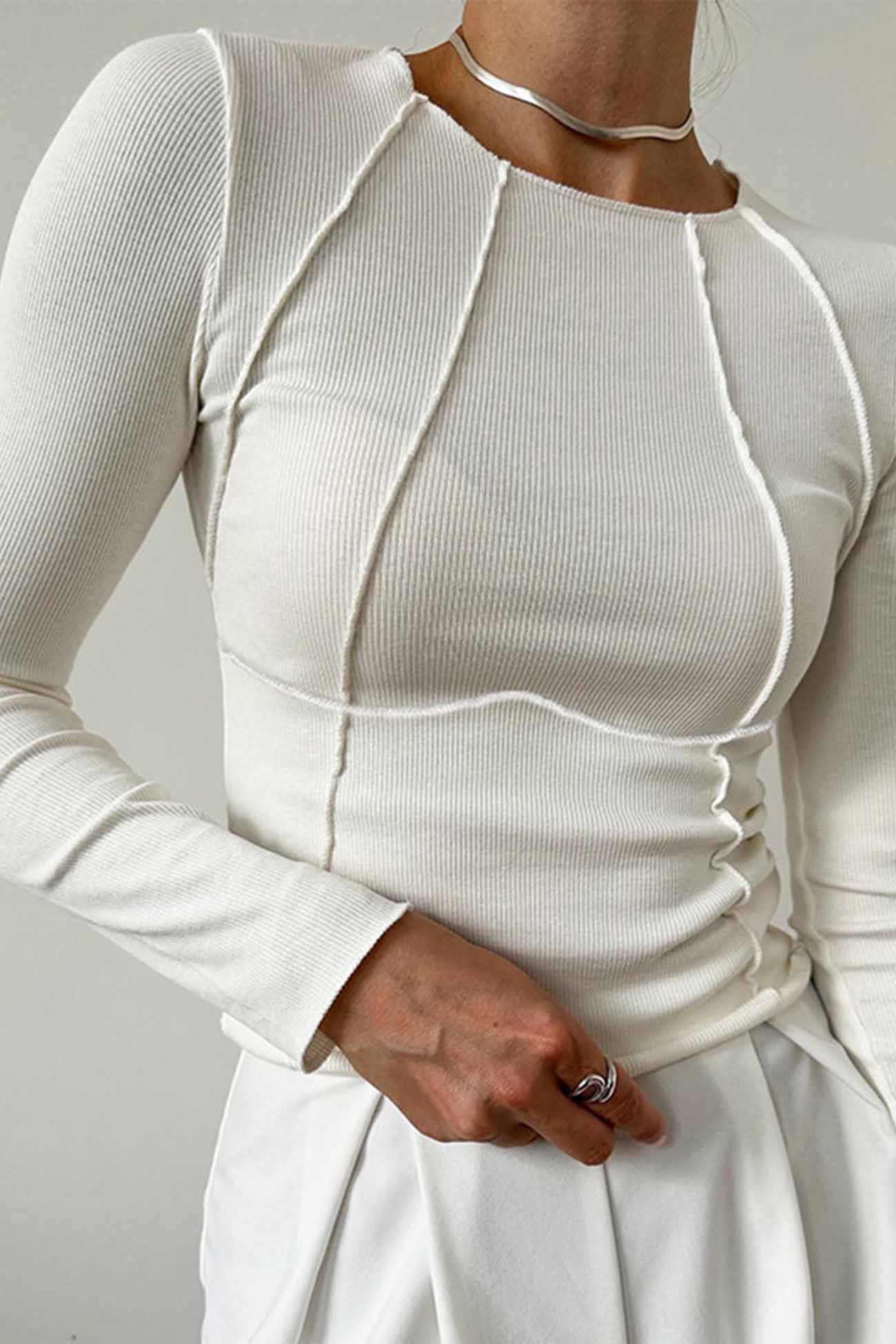 Slim Fit Round Neck Tops by Fudus in Various Colors