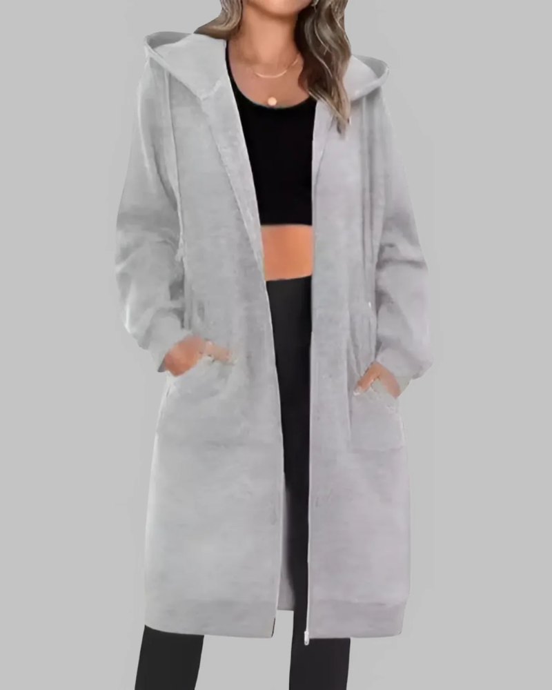 ModeGeist | Lässige Zip-Up Übergroße Lange Jacke