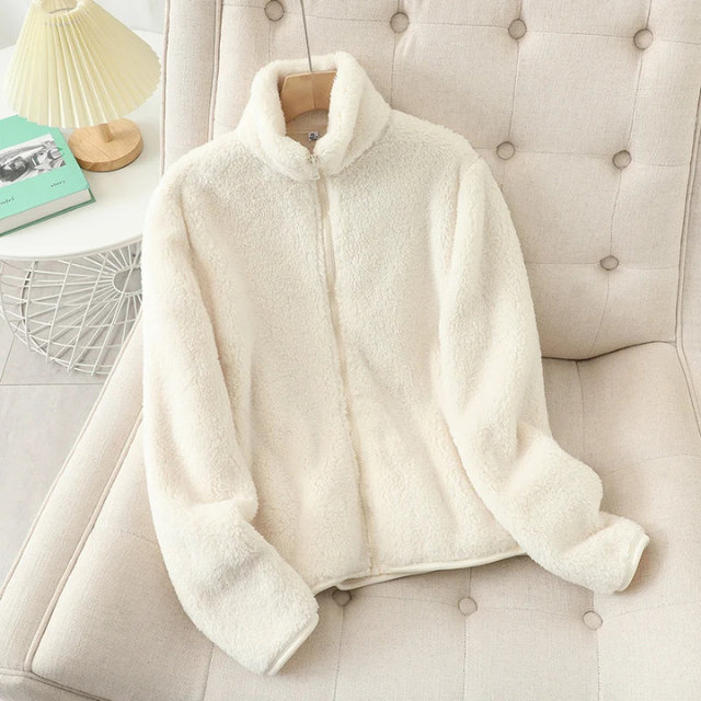 ModeGeist | Weiche Sherpa Zip Up Hohe Kragenjacke, Fleeceweste