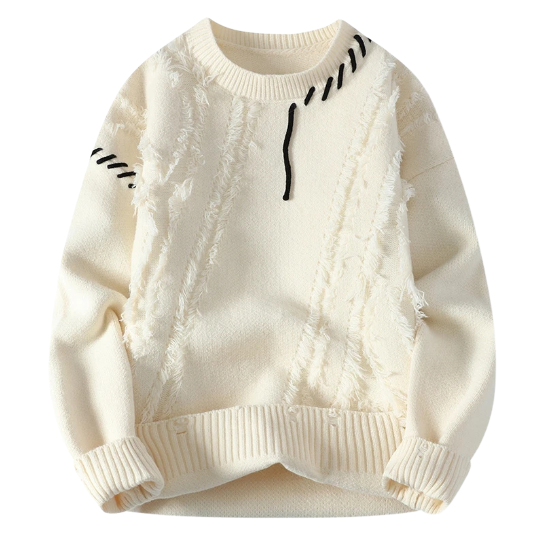 ModeGeist | Strickjacke mit Rohnähten Lässiger Schnitt Einzigartiger Streetwear-stil