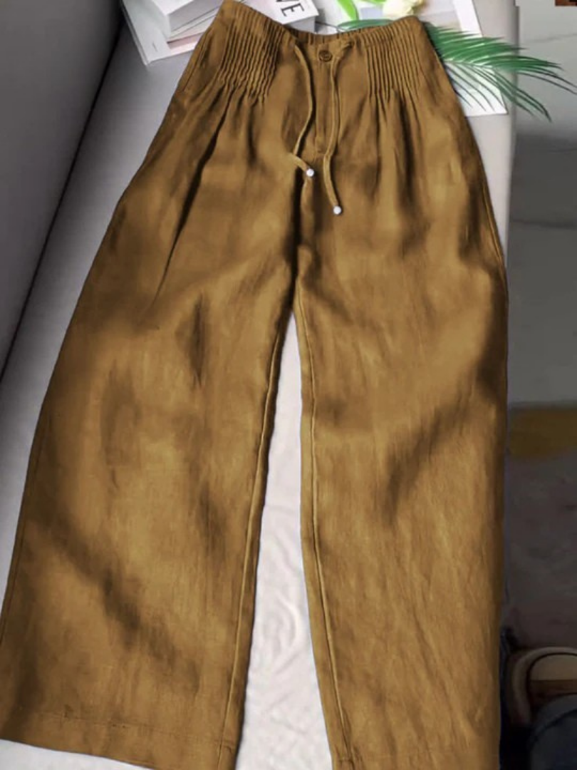 MODEGEIST Damen Wide-Leg Hose Elastikbund Leicht Fließend Entspannt